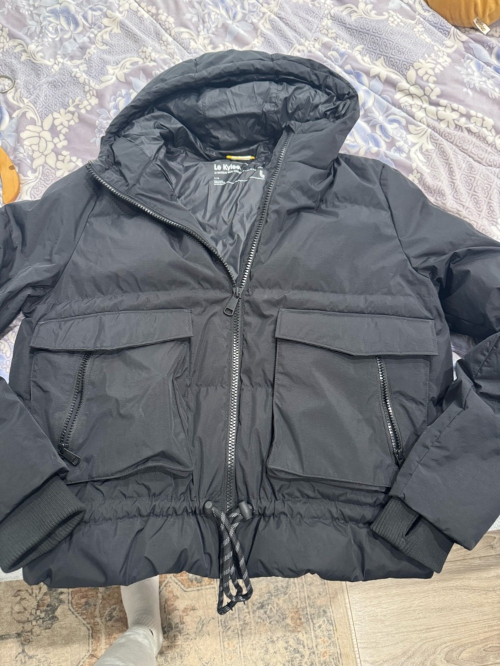 LoLe Kylee Black Puffer Jacket with Hood